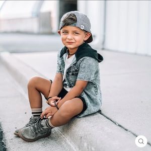 Short-Sleeved Dark Denim Jacket